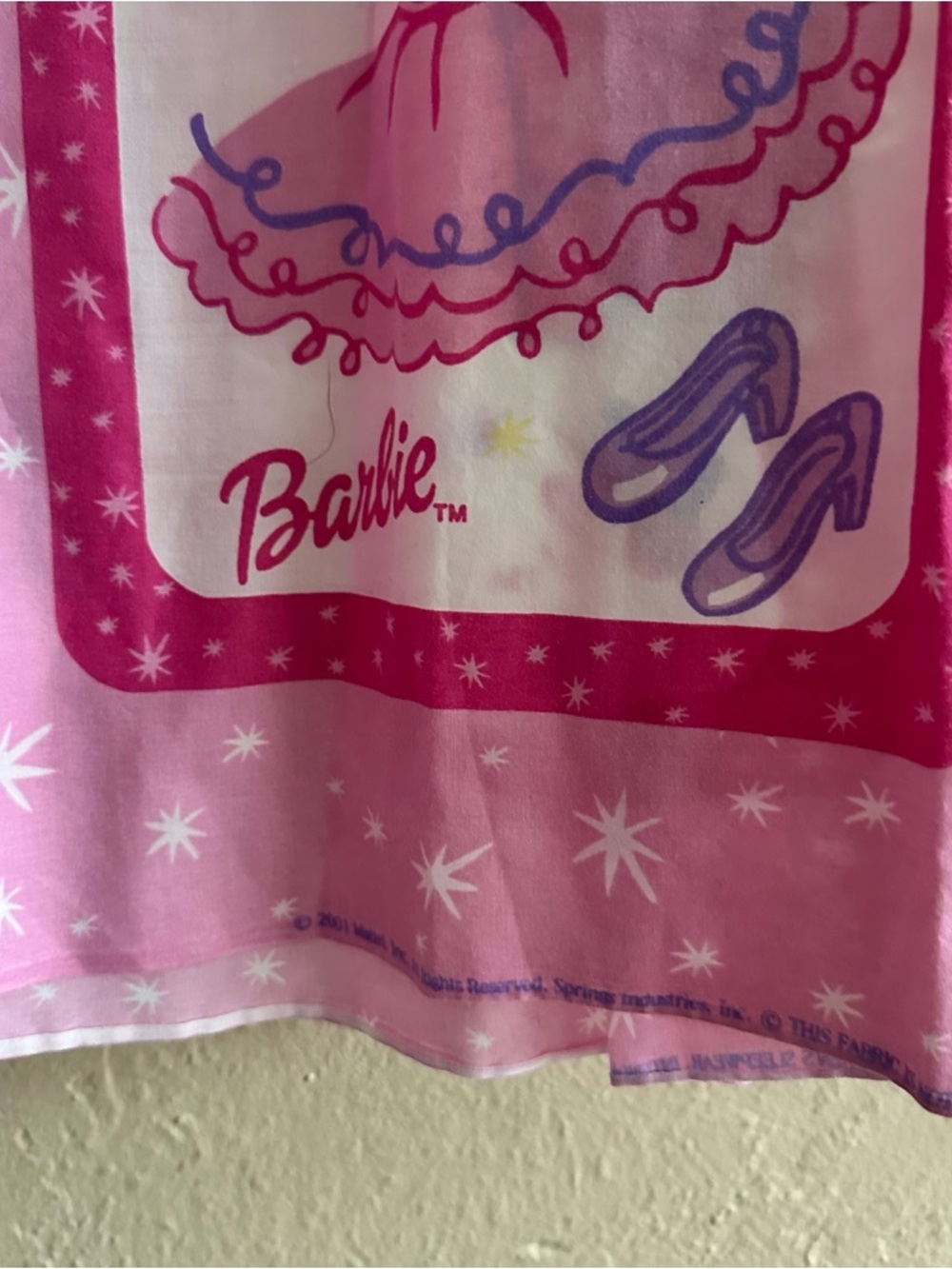Barbie Pink Printed Handmade Sleeveless Nightdress pit to pit 23", length 37" - Picture 3 of 6